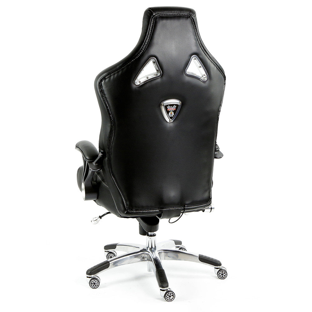 ProMech Racing Speed-998 Office Racing Chair Upholstered in Onyx Black Full Italian Leather Bucket Seat E-Sports