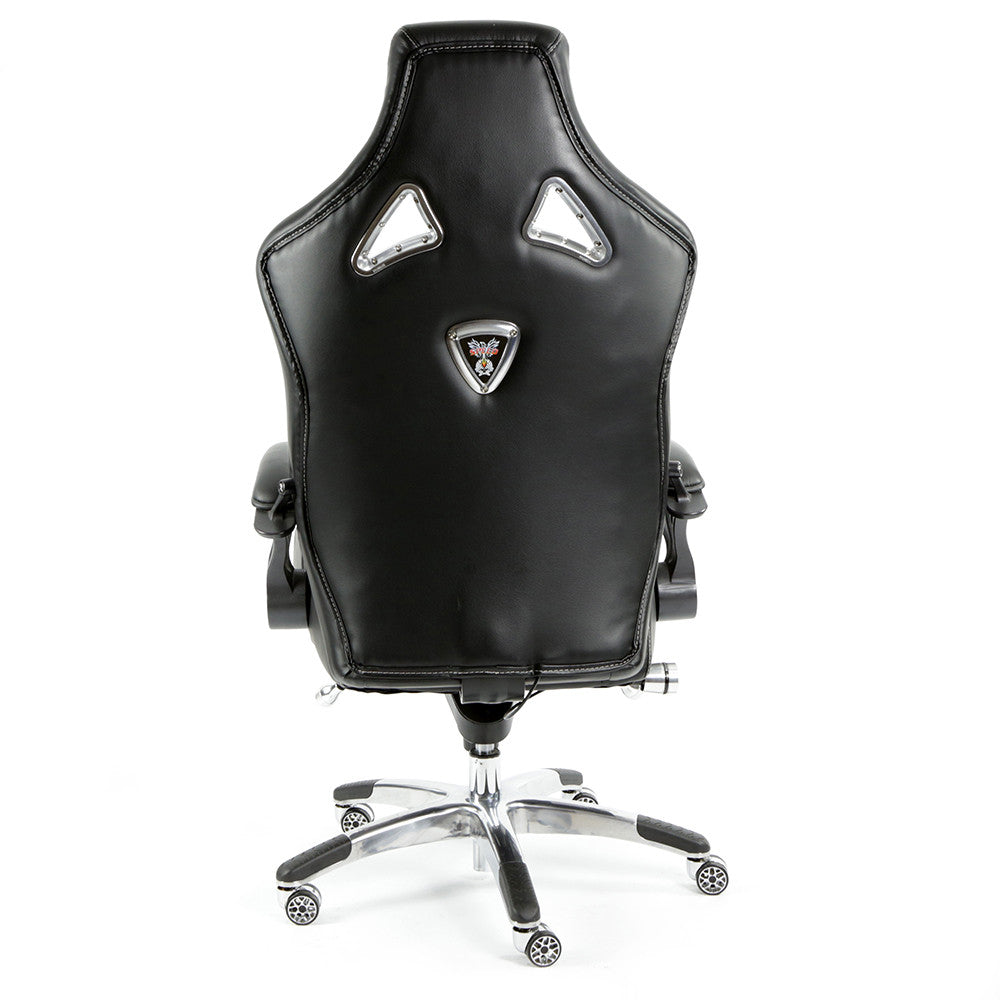 ProMech Racing Speed-998 Office Racing Chair Upholstered in Onyx Black Full Italian Leather Bucket Seat E-Sports