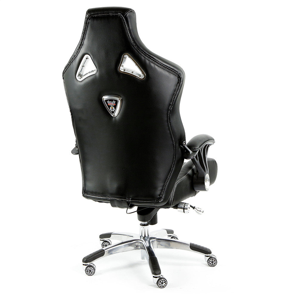 ProMech Racing Speed-998 Office Racing Chair Upholstered in Onyx Black Full Italian Leather Bucket Seat E-Sports