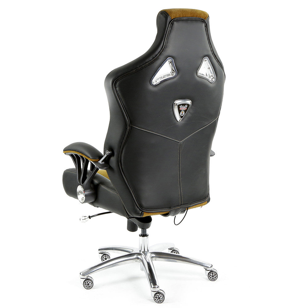 ProMech Speed-998 Office Racing Chair Black & Mustard Alcantara Suede Italian Leather E-Sports Ergonomics