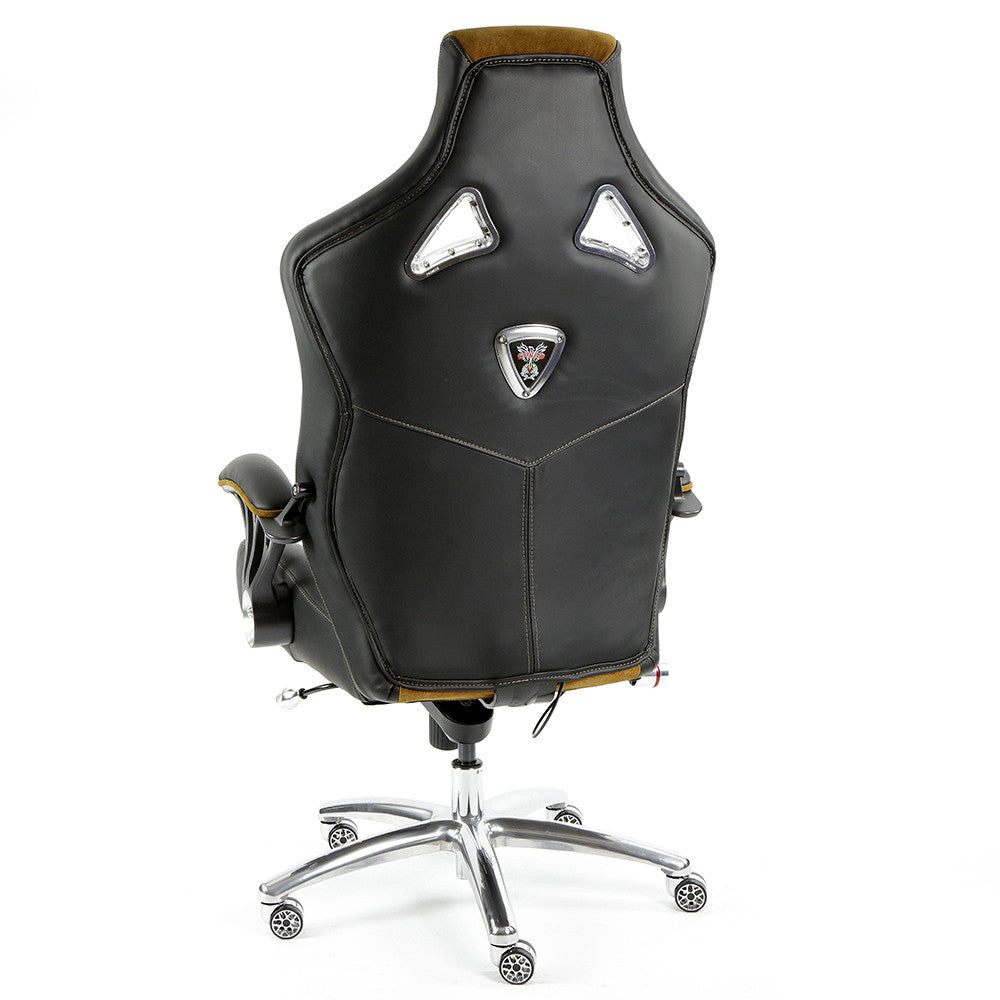 ProMech Speed-998 Office Racing Chair Black & Mustard Alcantara Suede Italian Leather E-Sports Ergonomics