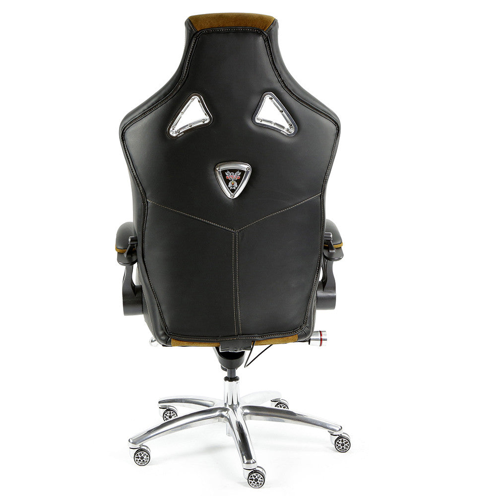 ProMech Speed-998 Office Racing Chair Black & Mustard Alcantara Suede Italian Leather E-Sports Ergonomics