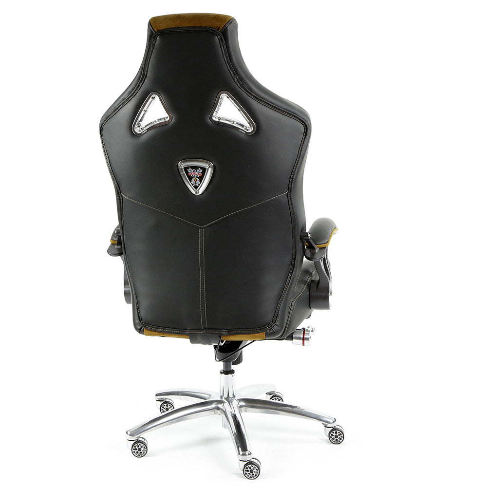 ProMech Speed-998 Office Racing Chair Black & Mustard Alcantara Suede Italian Leather E-Sports Ergonomics