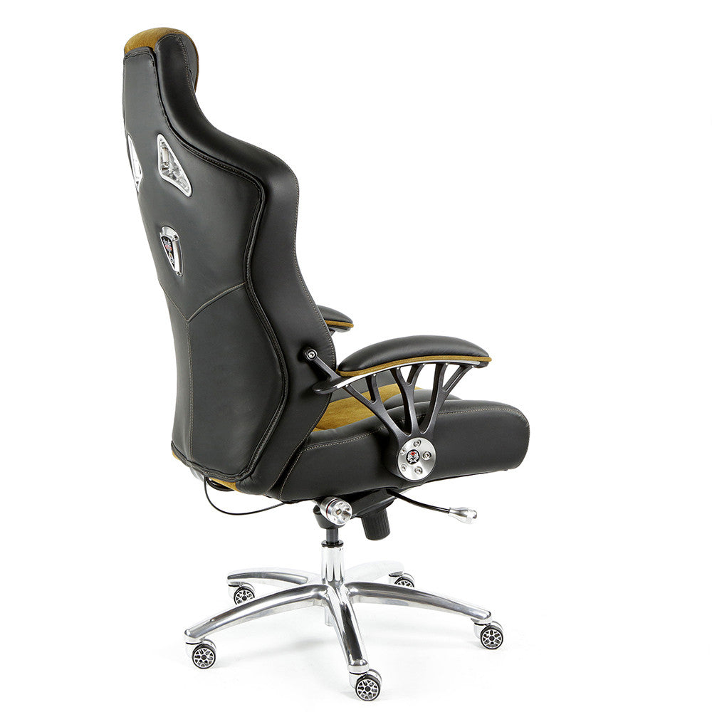 ProMech Speed-998 Office Racing Chair Black & Mustard Alcantara Suede Italian Leather E-Sports Ergonomics