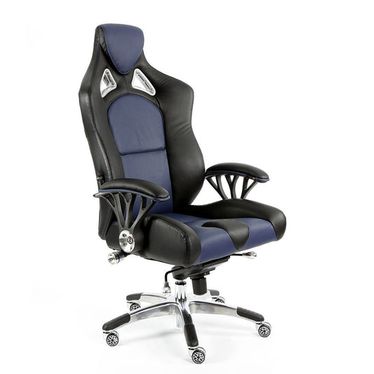 ProMech Racing Speed-998 Office Racing Chair Imperial Blue Upholstered in full Italian Leather Speed998 Designer Office Racing Chair Bucket Seat